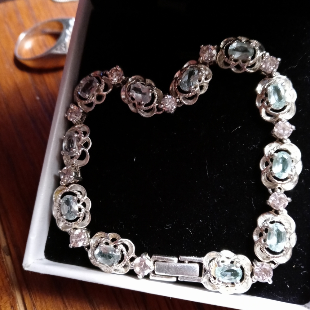 Ladies sterling silver and topaz bracelet